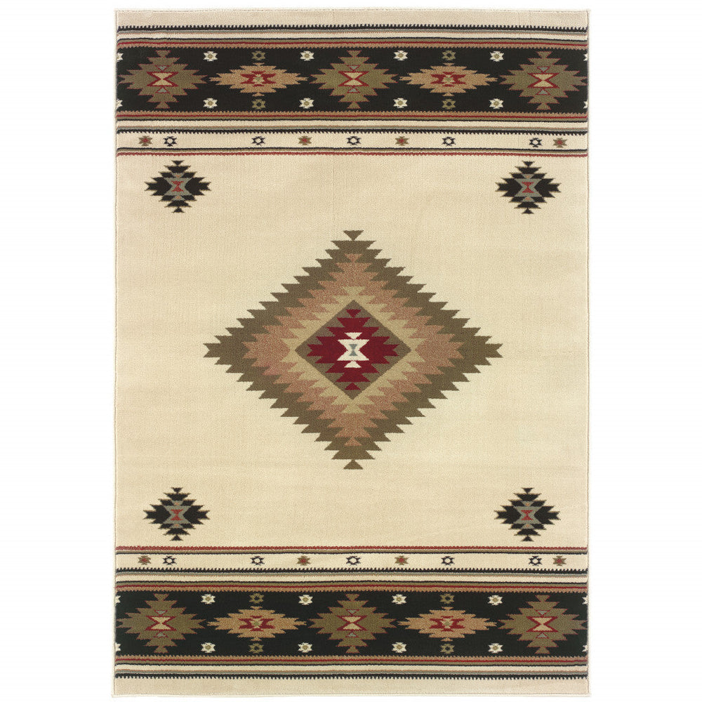 4 X 6 Beige Southwestern Power Loom Stain Resistant Area Rug Image 2