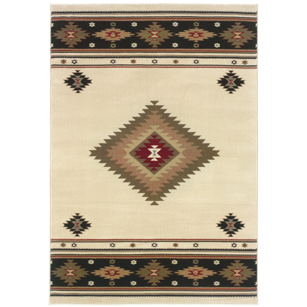 4 X 6 Beige Southwestern Power Loom Stain Resistant Area Rug Image 2