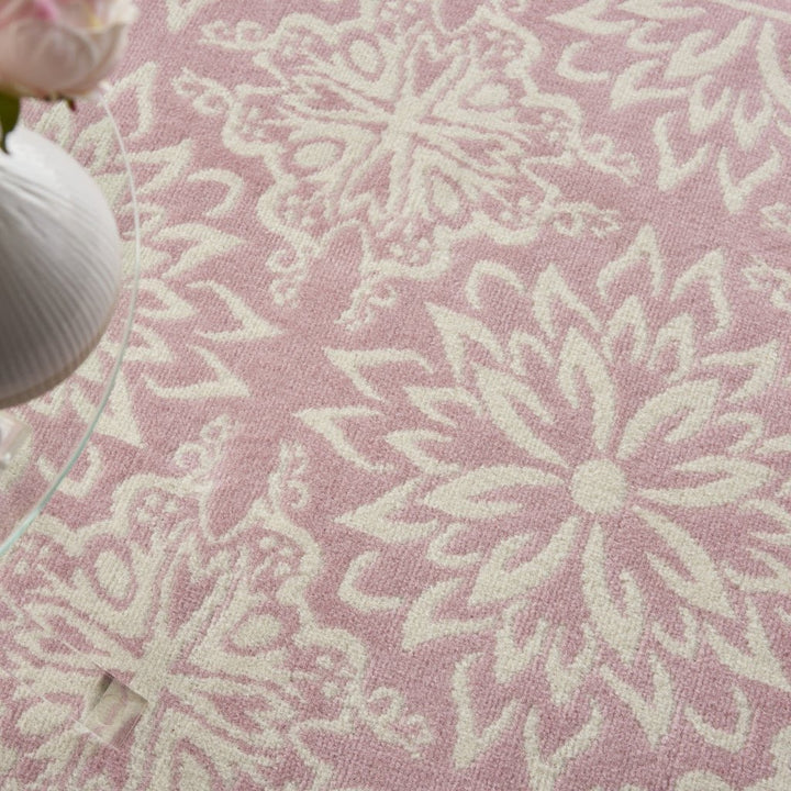 4 X 6 Pink Floral Power Loom Area Rug Image 10