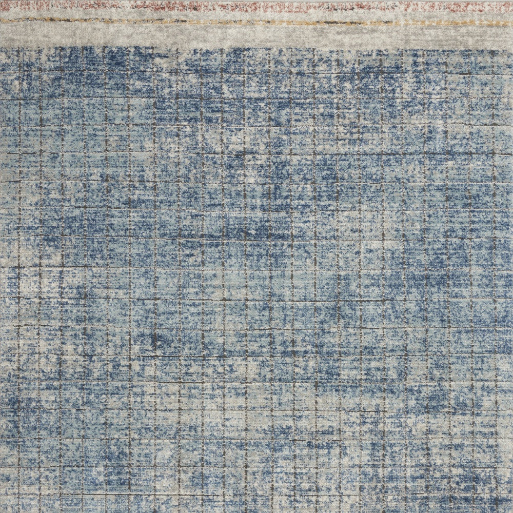 4 X 6 Blue Abstract Power Loom Distressed Non Skid Area Rug Image 2