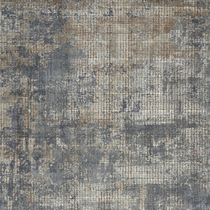 4 X 6 Blue And Beige Abstract Power Loom Distressed Non Skid Area Rug Image 3