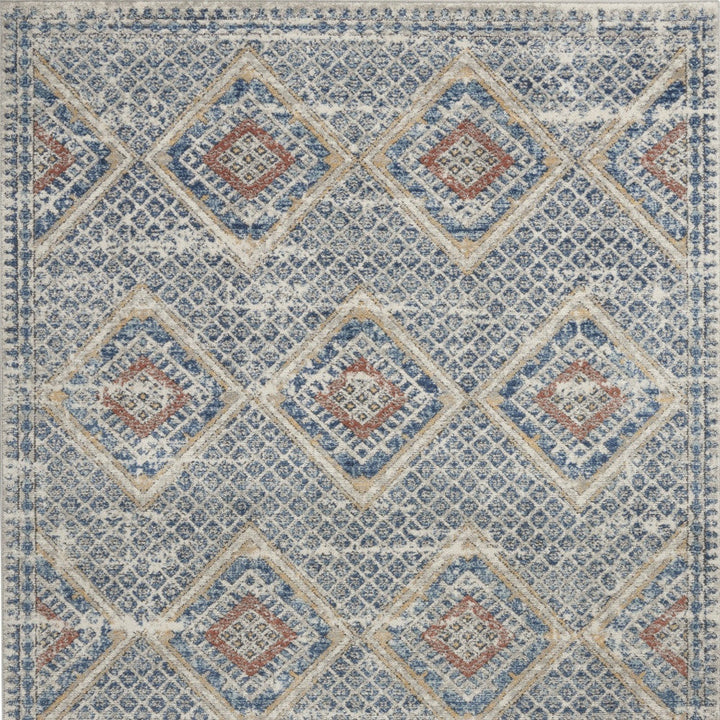 4 X 6 Blue And Ivory Southwestern Power Loom Non Skid Area Rug Image 4