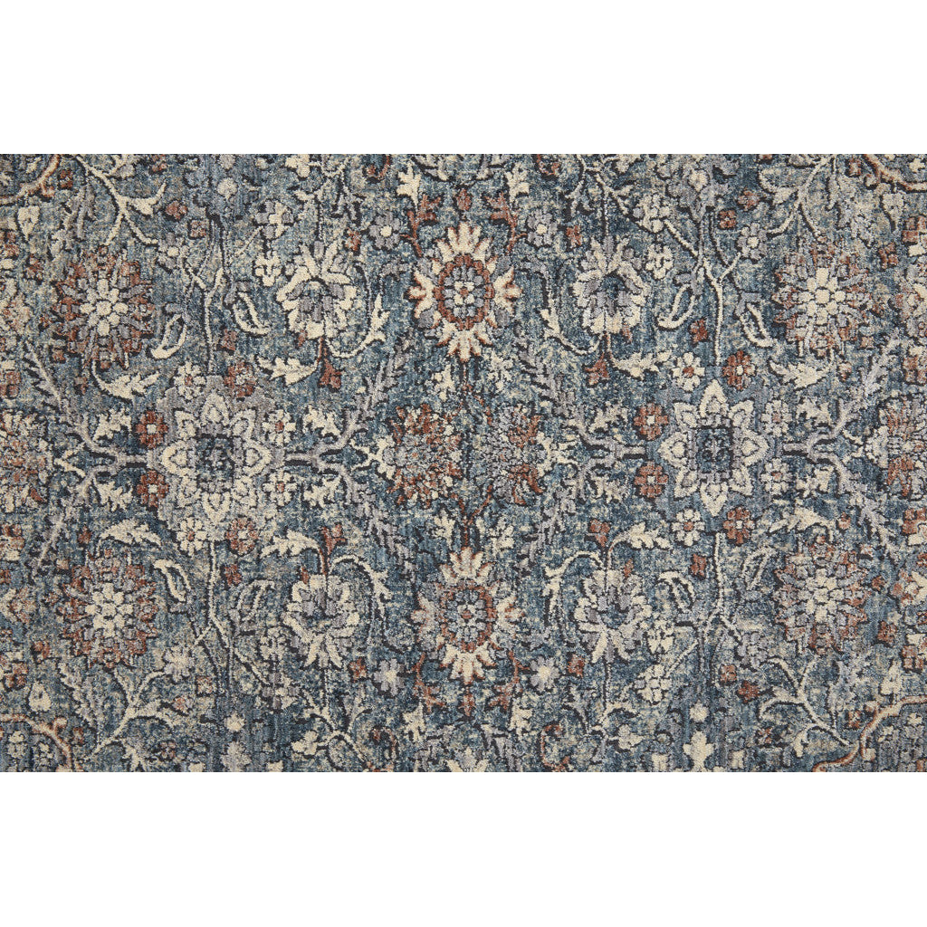 4 X 6 Blue And Red Floral Power Loom Stain Resistant Area Rug Image 1