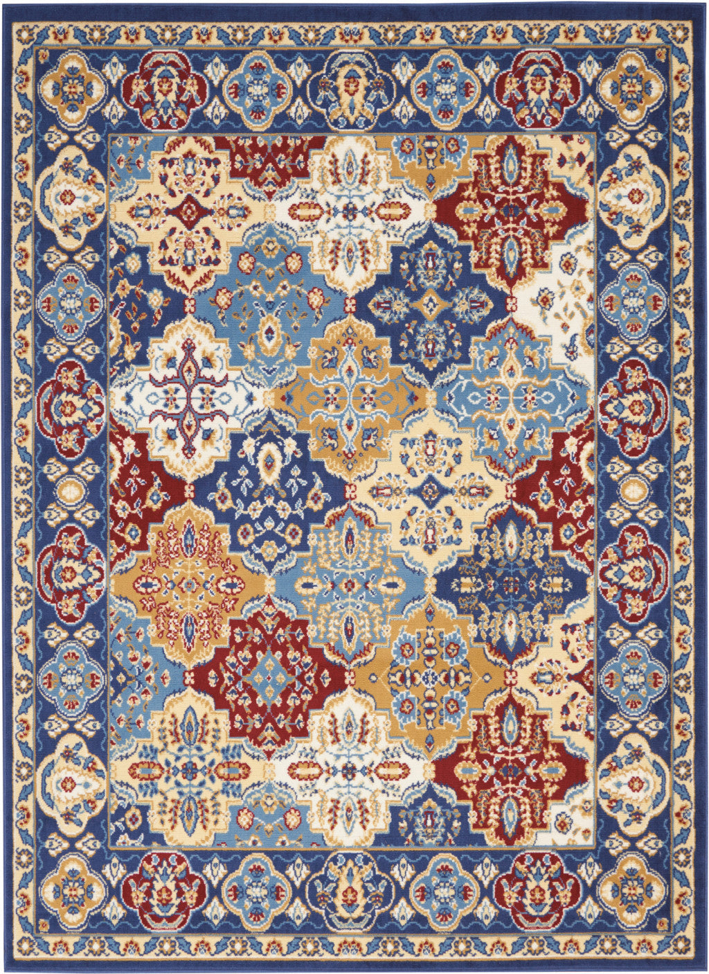 4 x 6 Blue Floral Power Loom Non Skid Area Rug Image 1