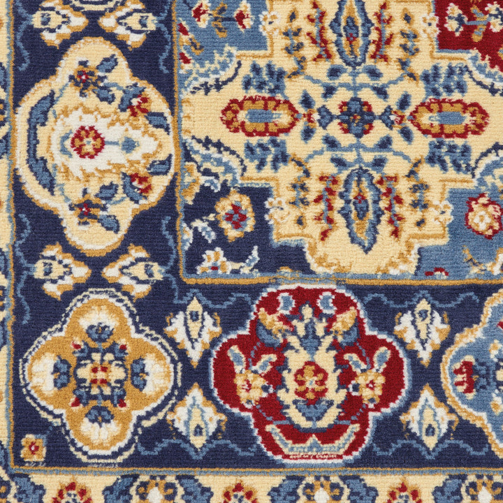 4 x 6 Blue Floral Power Loom Non Skid Area Rug Image 3