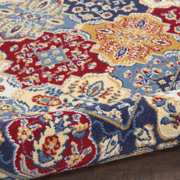 4 x 6 Blue Floral Power Loom Non Skid Area Rug Image 4