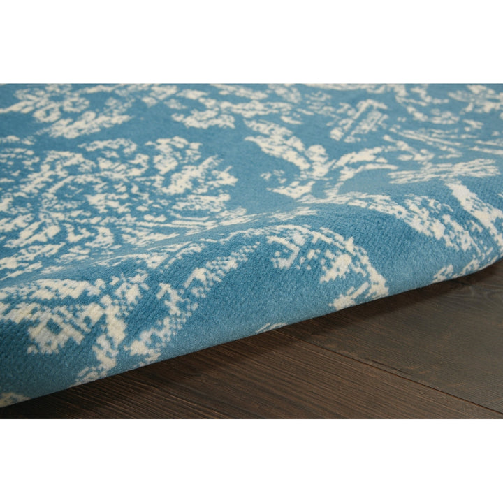 4 X 6 Blue Damask Power Loom Area Rug Image 10