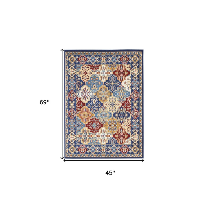 4 x 6 Blue Floral Power Loom Non Skid Area Rug Image 10