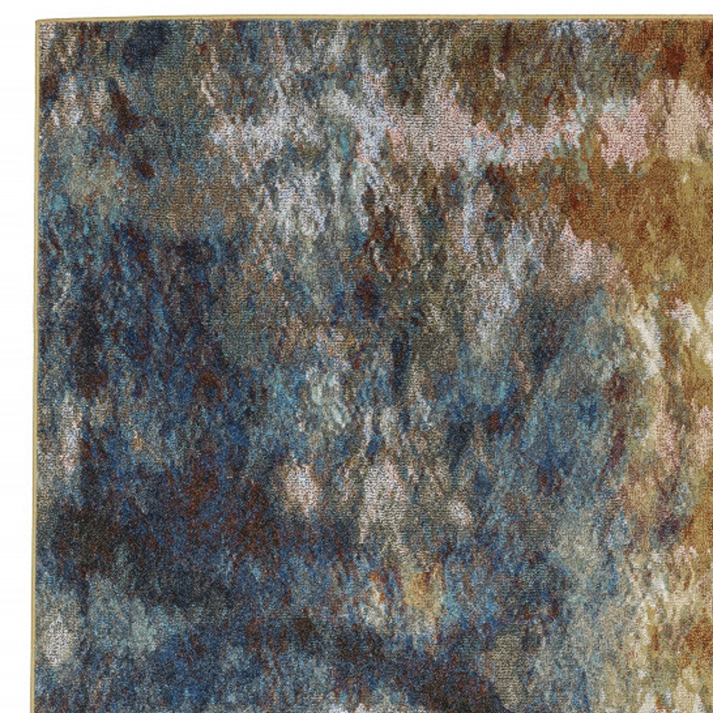 4 X 6 Blue Gold Teal Rust Grey And Beige Abstract Power Loom Stain Resistant Area Rug Image 4