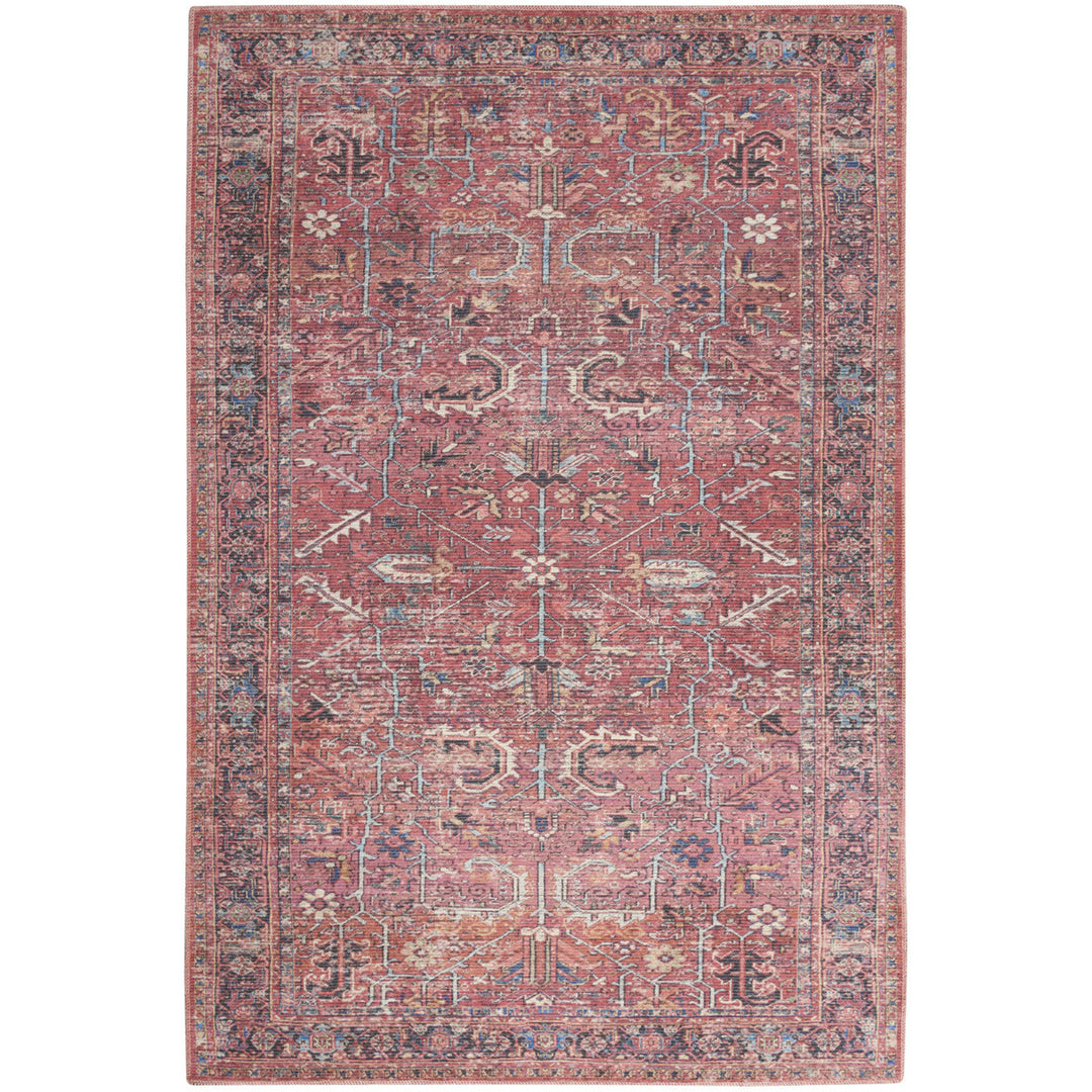 4 X 6 Brick Oriental Power Loom Distressed Washable Area Rug Image 1