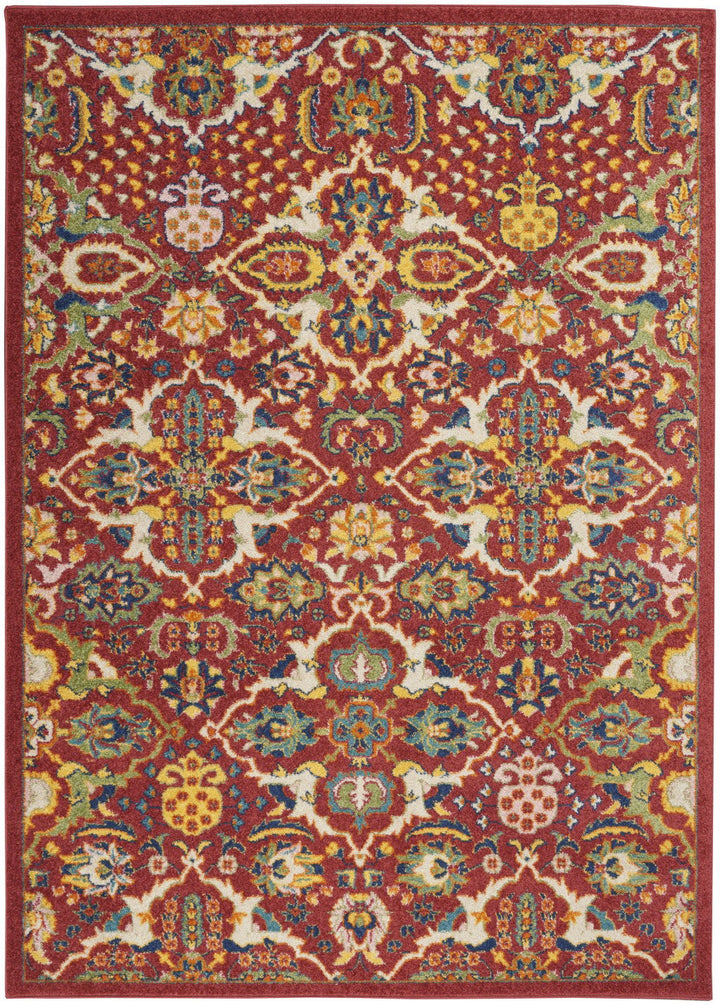 4 X 6 Red Floral Power Loom Area Rug Image 1