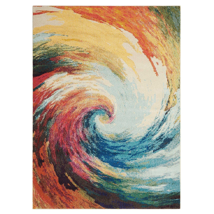 4 X 6 Wave Abstract Power Loom Non Skid Area Rug Image 1