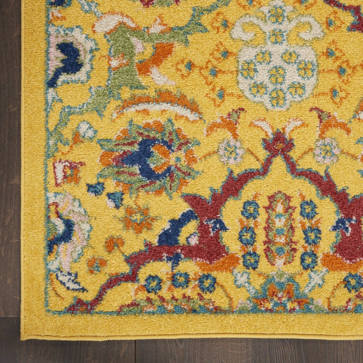 4 X 6 Yellow Floral Power Loom Area Rug Image 2