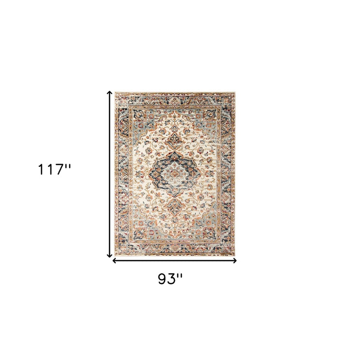 5 x 7 Ivory Medallion Power Loom Area Rug Image 3