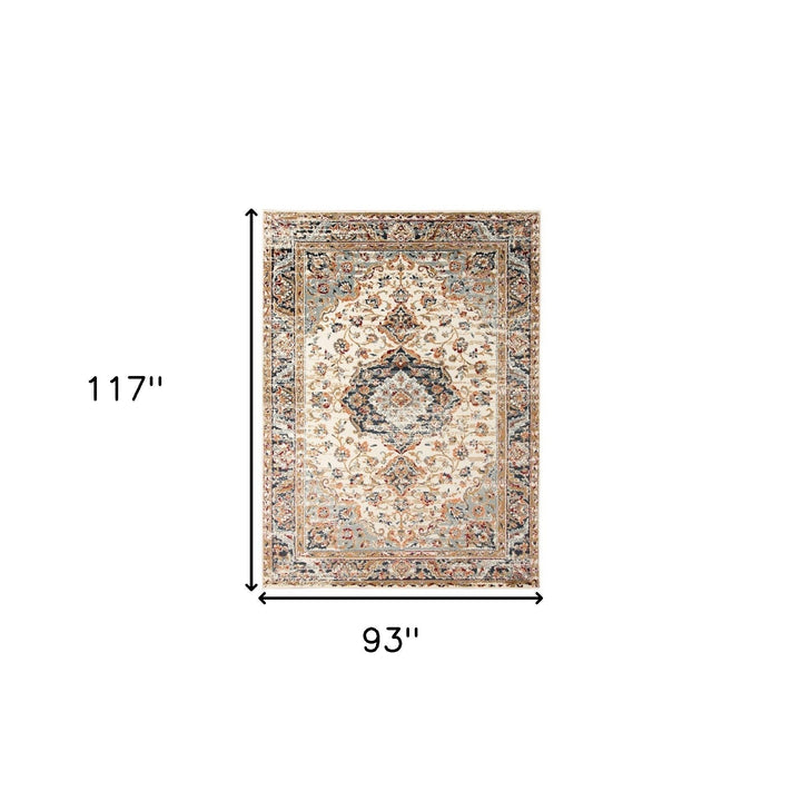 5 x 7 Ivory Medallion Power Loom Area Rug Image 1