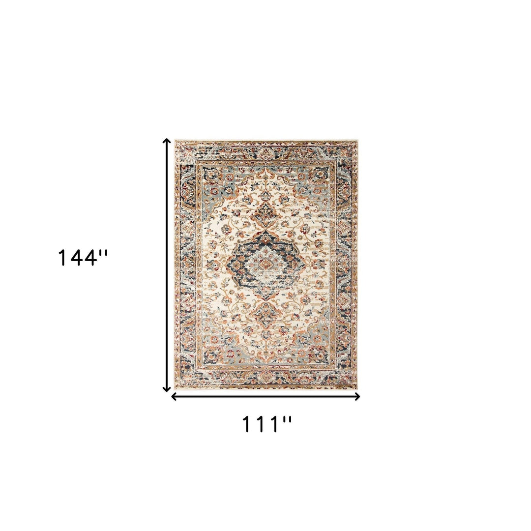 5 x 7 Ivory Medallion Power Loom Area Rug Image 4