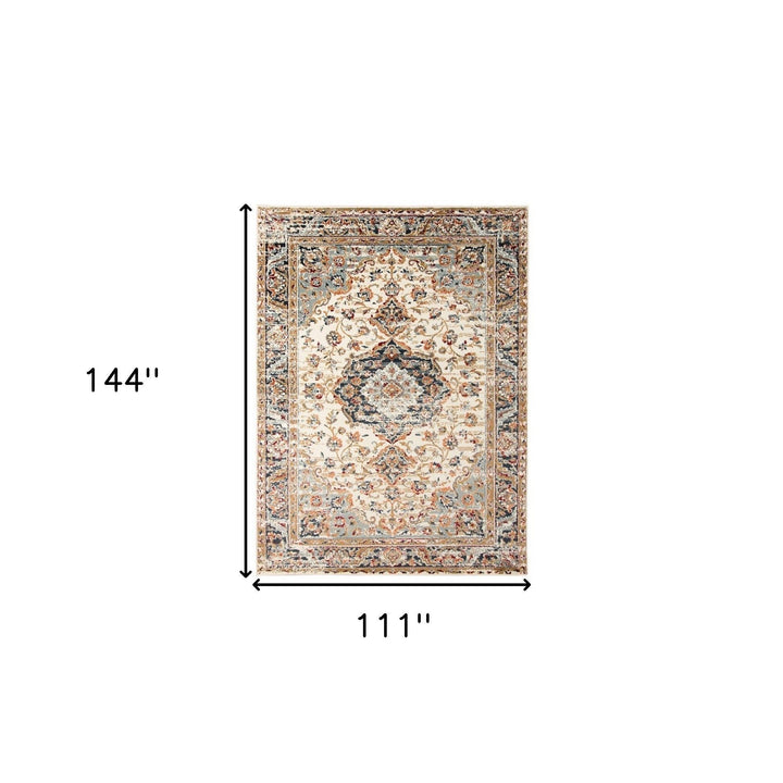 5 x 7 Ivory Medallion Power Loom Area Rug Image 1