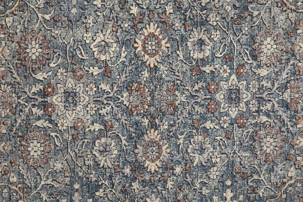 5 X 7 Blue And Red Floral Power Loom Stain Resistant Area Rug Image 1