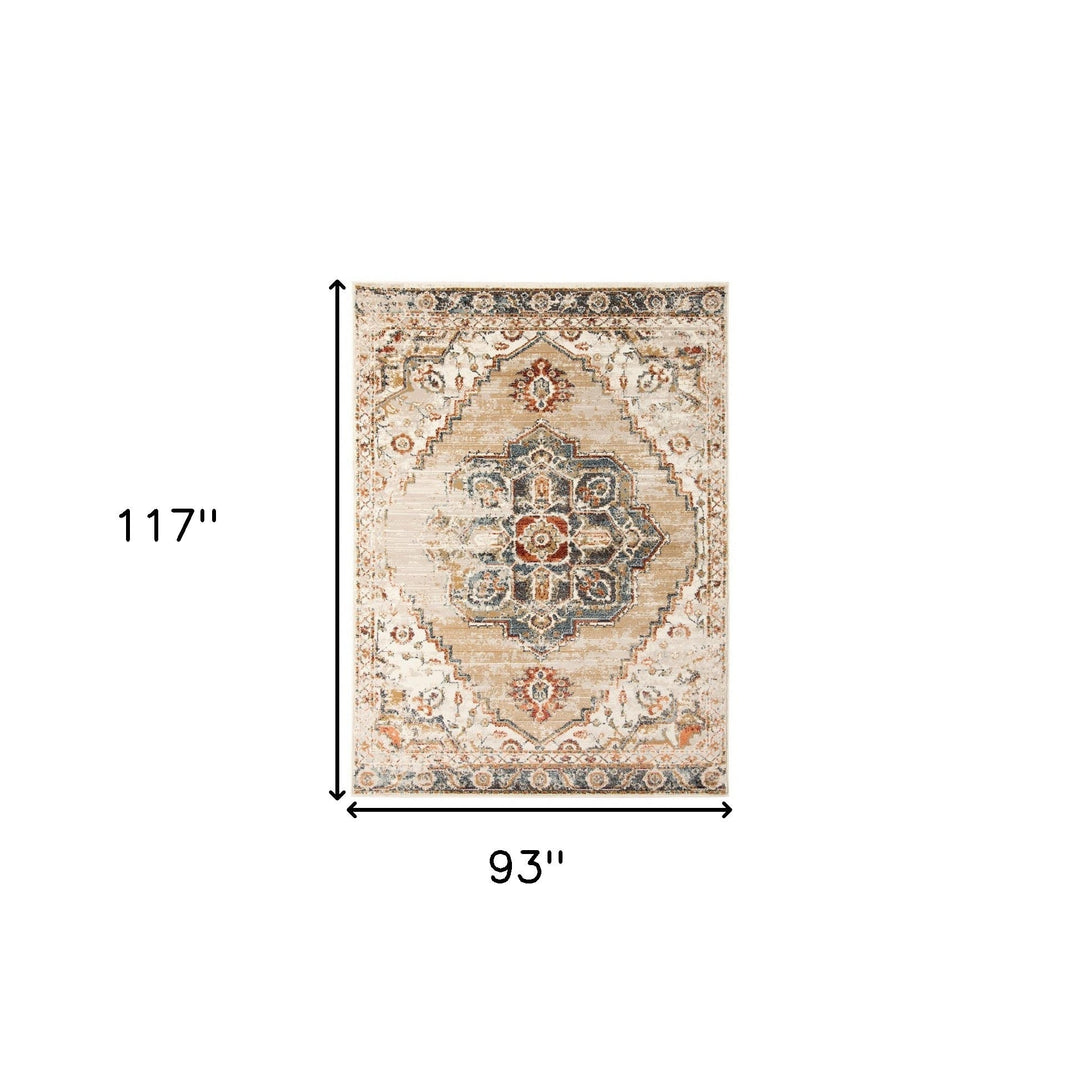 5 x 7 Gold Medallion Power Loom Area Rug Image 3