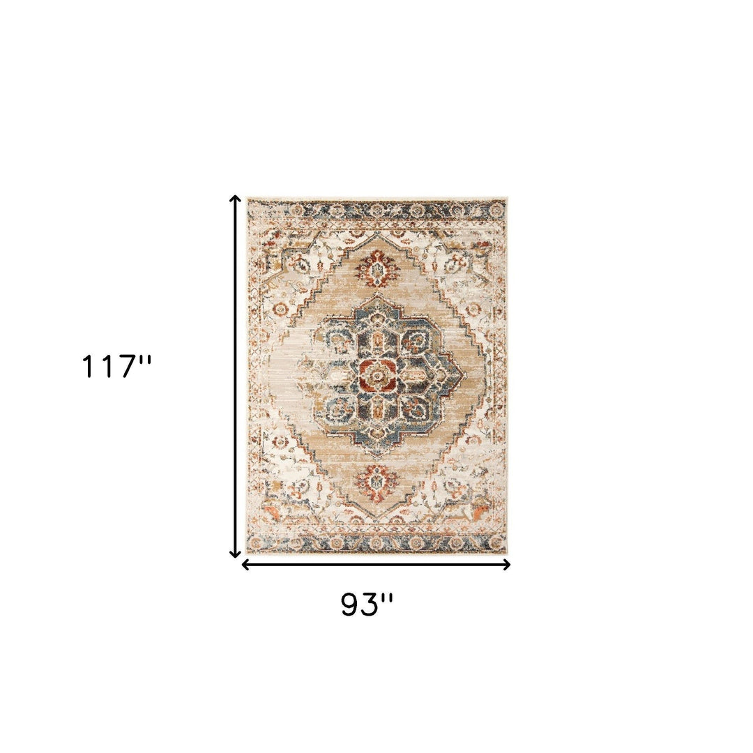 5 x 7 Gold Medallion Power Loom Area Rug Image 1