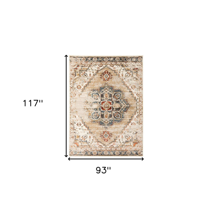 5 x 7 Gold Medallion Power Loom Area Rug Image 1