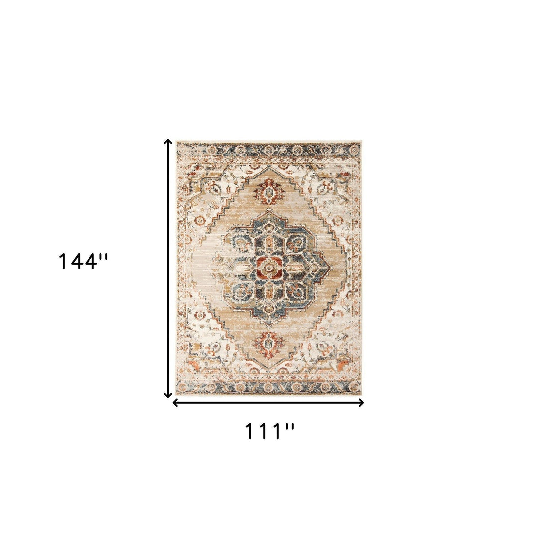 5 x 7 Gold Medallion Power Loom Area Rug Image 1