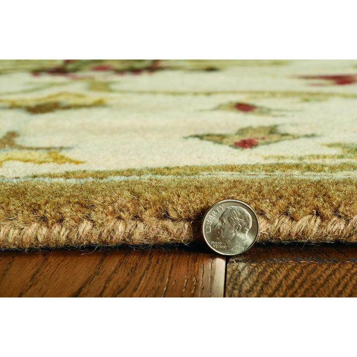 5 Round Champagne Floral Vine Wool Indoor Area Rug Image 10