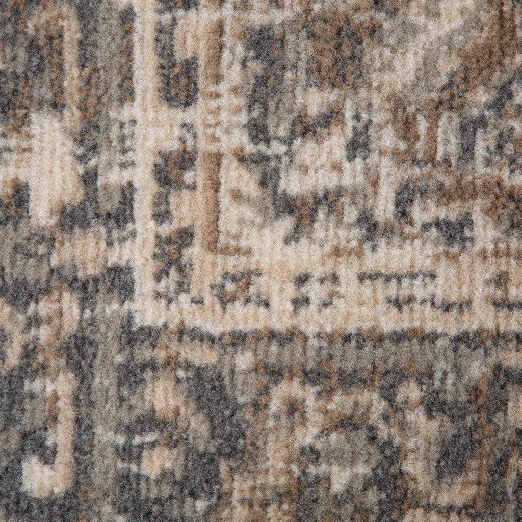 6 x 9 Beige Medallion Power Loom Area Rug Image 1