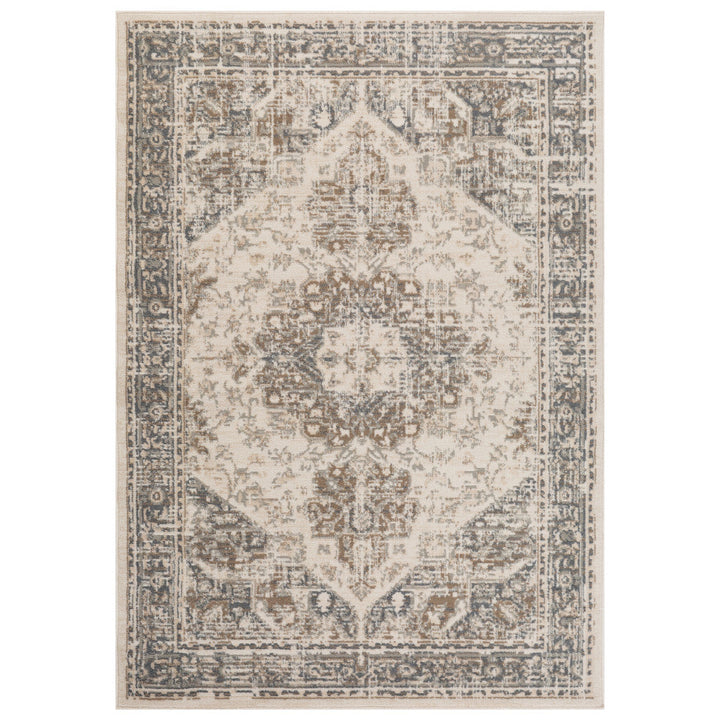 6 x 9 Beige Medallion Power Loom Area Rug Image 8