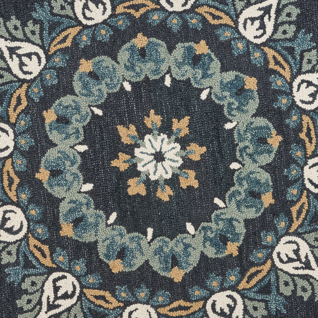 6 Round Black Floral Paradise Area Rug Image 4