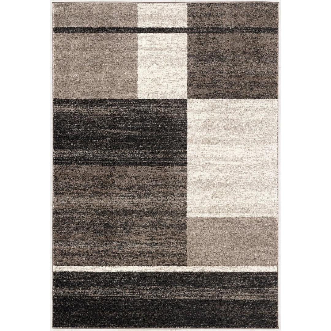 5 X 8 Brown And Beige Abstract Blocks Area Rug Image 1