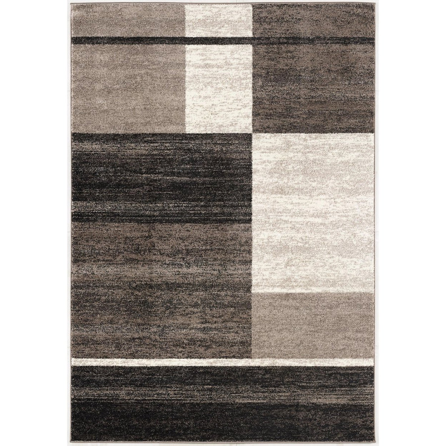 5 X 8 Brown And Beige Abstract Blocks Area Rug Image 1