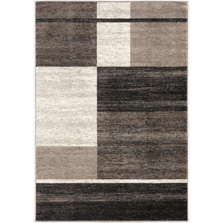 5 X 8 Brown And Beige Abstract Blocks Area Rug Image 6