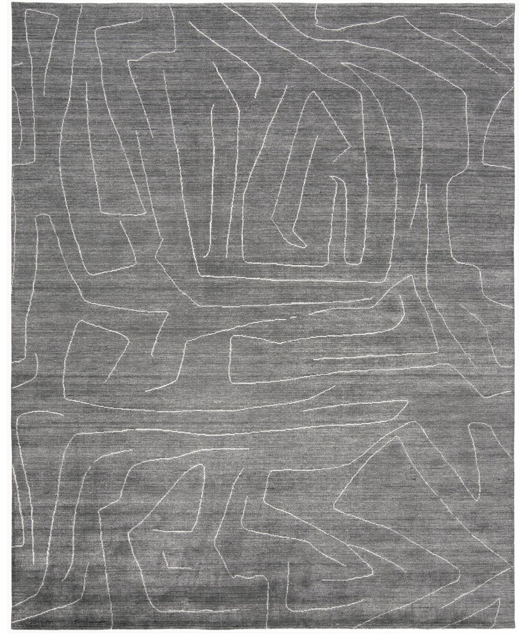 8 X 10 Gray And Ivory Abstract Hand Woven Area Rug Image 1