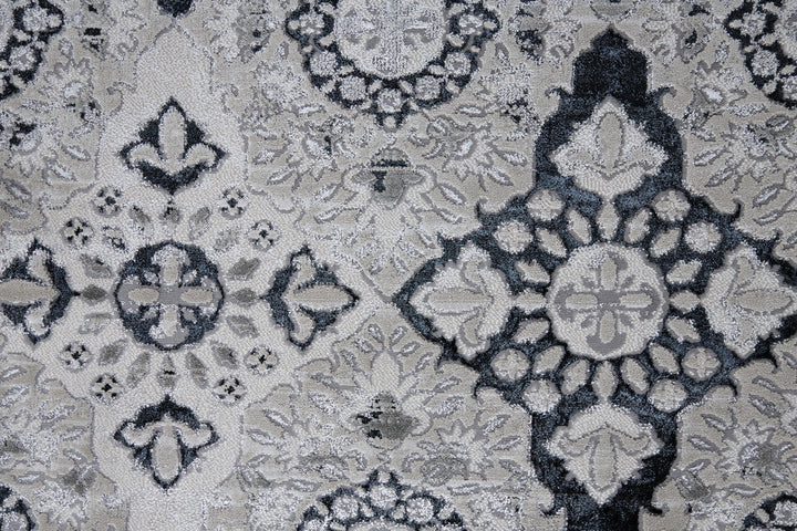 5 X 8 Gray And Black Floral Power Loom Area Rug Image 4