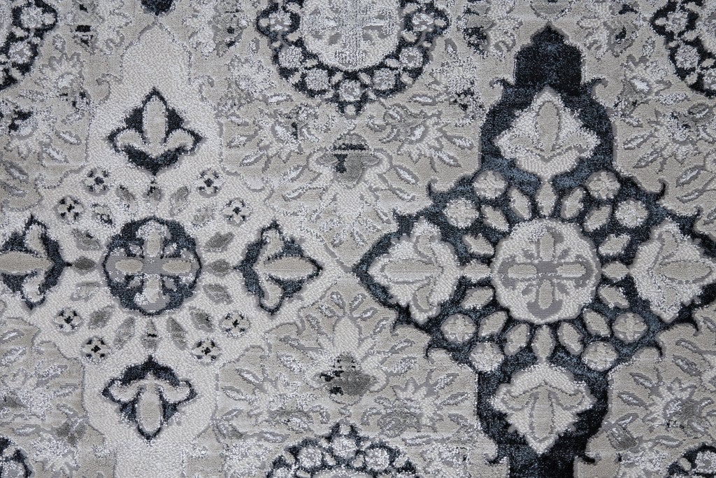 5 X 8 Gray And Black Floral Power Loom Area Rug Image 1