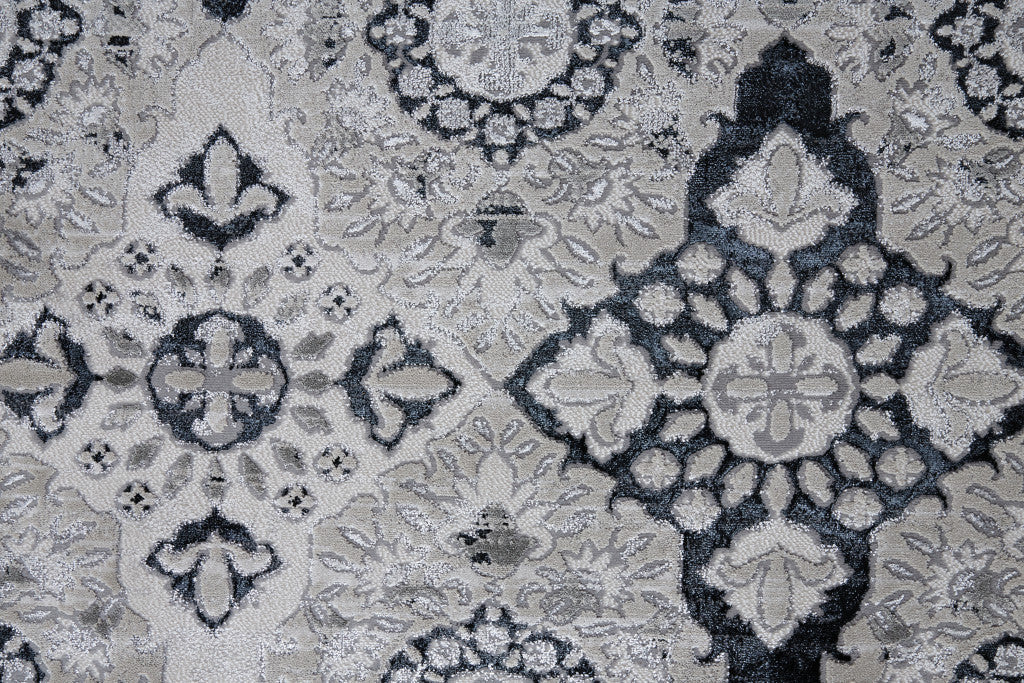 5 X 8 Gray And Black Floral Power Loom Area Rug Image 5