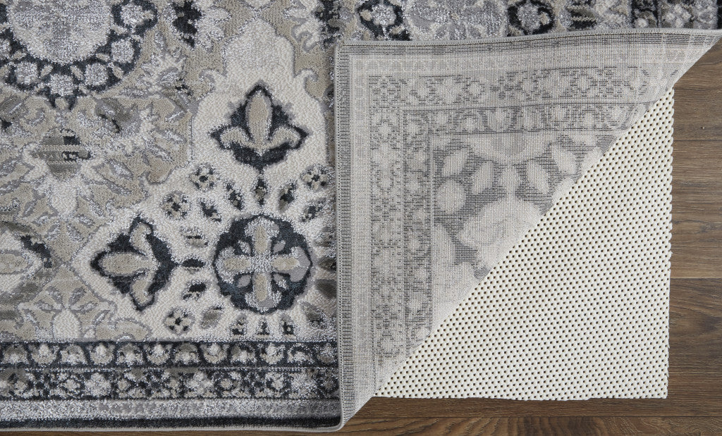 5 X 8 Gray And Black Floral Power Loom Area Rug Image 11