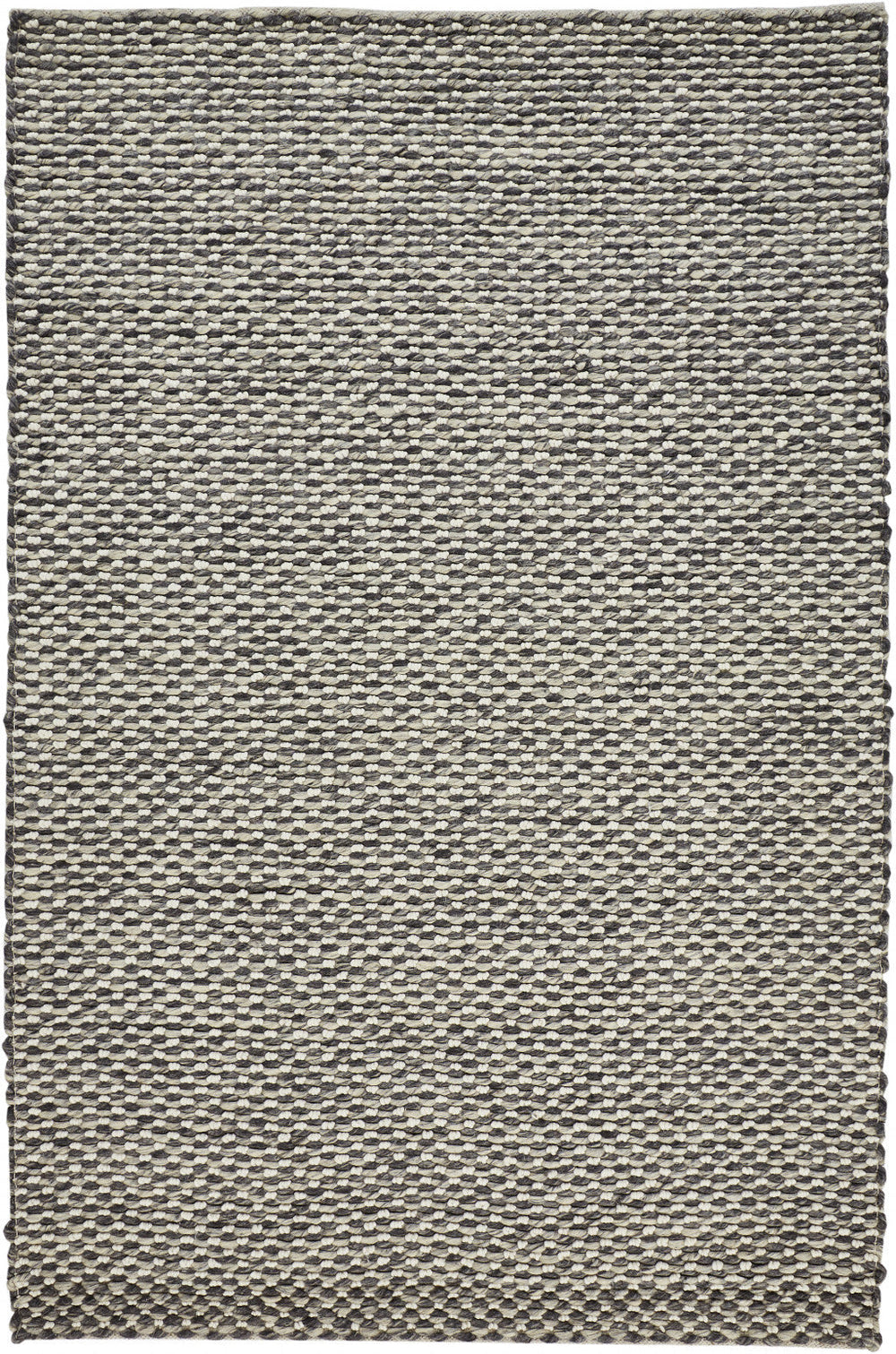 8 x 11 Gray and Ivory Wool Floral Hand Woven Area Rug Image 2