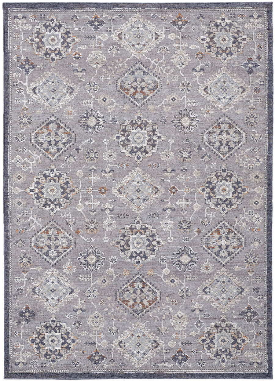 12 X 15 Gray Floral Power Loom Stain Resistant Area Rug Image 1