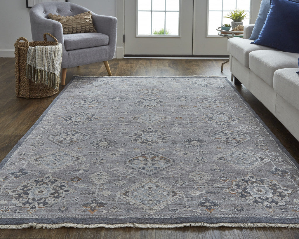 12 X 15 Gray Floral Power Loom Stain Resistant Area Rug Image 7