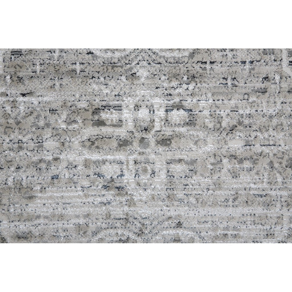 5 X 8 Gray Silver And Taupe Floral Power Loom Distressed Area Rug Image 9