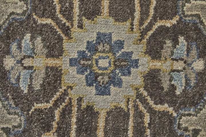 5 X 8 Gray Taupe And Blue Wool Floral Hand Knotted Stain Resistant Area Rug Image 1