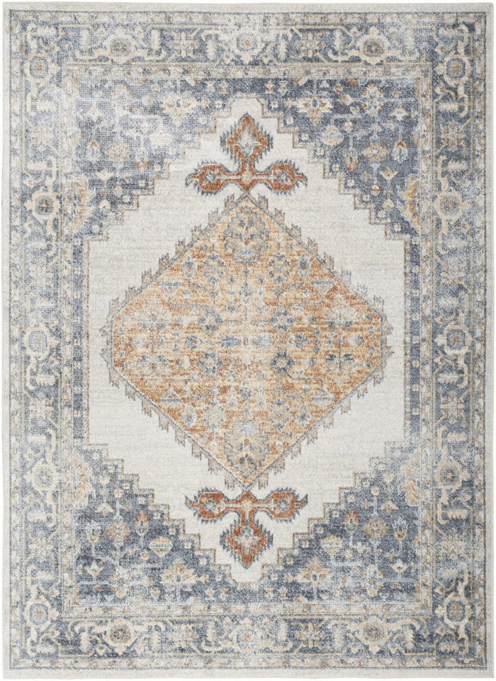 5 X 7 Gray Oriental Power Loom Distressed Washable Area Rug Image 1