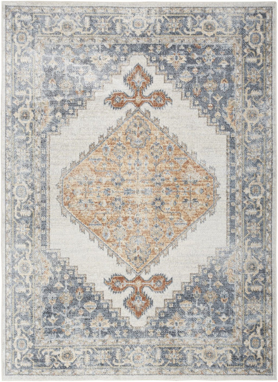 5 X 7 Gray Oriental Power Loom Distressed Washable Area Rug Image 1