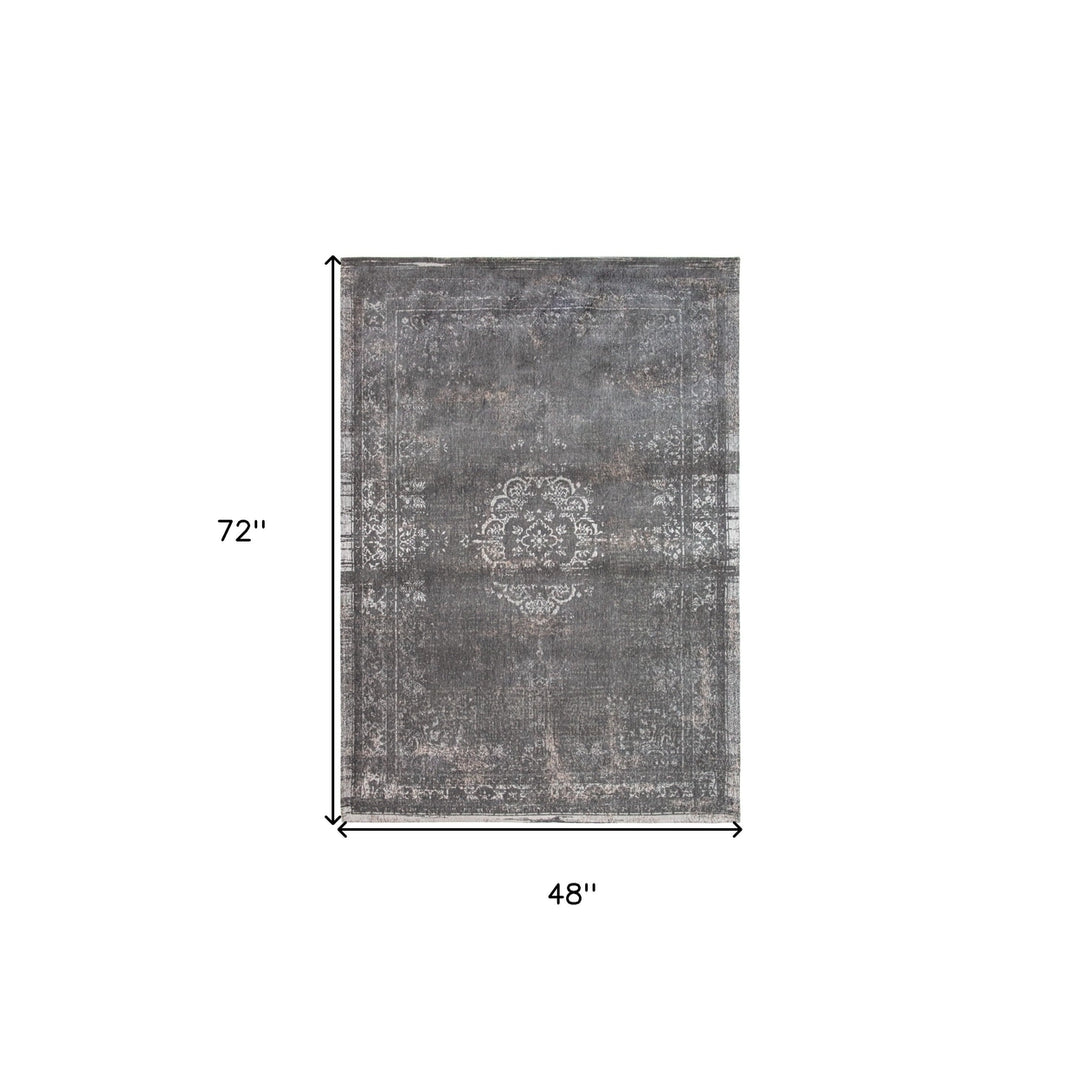 5 x 7 Gray Medallion Non Skid Area Rug Image 3