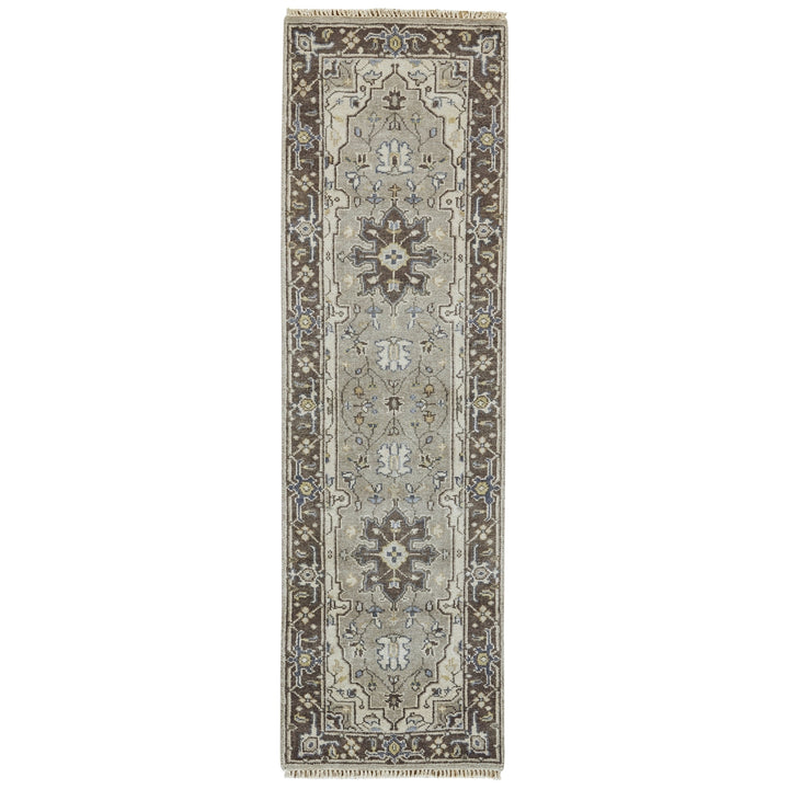 5 X 8 Gray Taupe And Blue Wool Floral Hand Knotted Stain Resistant Area Rug Image 12