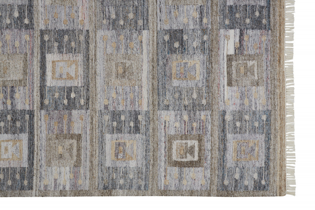 5 X 8 Gray Taupe And Tan Geometric Hand Woven Stain Resistant Area Rug With Fringe Image 7