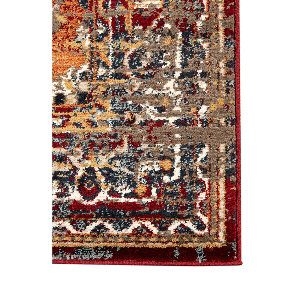 5 x 7 Red Medallion Power Loom Area Rug Image 12