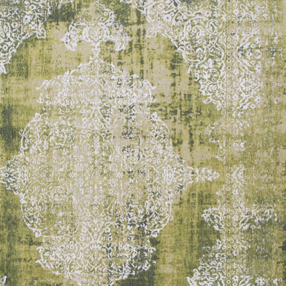 5 x 7 Green and White Oriental Non Skid Area Rug Image 5